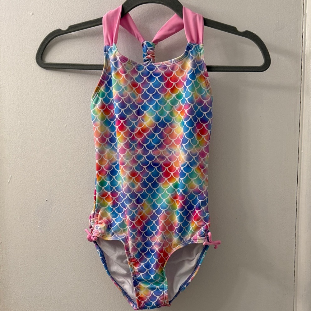 Vibrant Rainbow Scale Kids One Piece Swimsuit